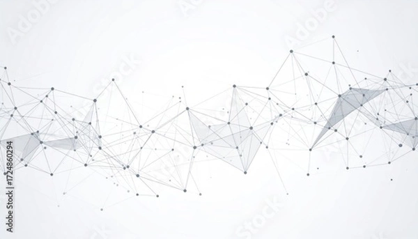 Fototapeta Abstract network of interconnected nodes and lines against a white background, creating a modern and technological aesthetic