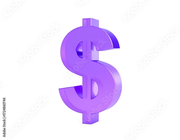 Obraz 3D rendered vibrant purple dollar sign