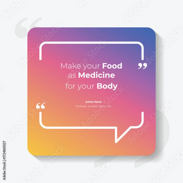 Fototapeta Gradient Bubble testimonial banner, quote, infographic. Social media post template designs for quotes. Empty speech bubbles, quote bubbles and text box