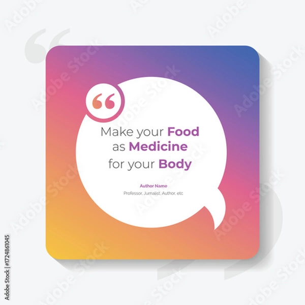 Fototapeta Gradient Bubble testimonial banner, quote, infographic. Social media post template designs for quotes. Empty speech bubbles, quote bubbles and text box