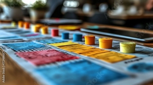 Obraz Creative project management framework with board game aesthetic focus