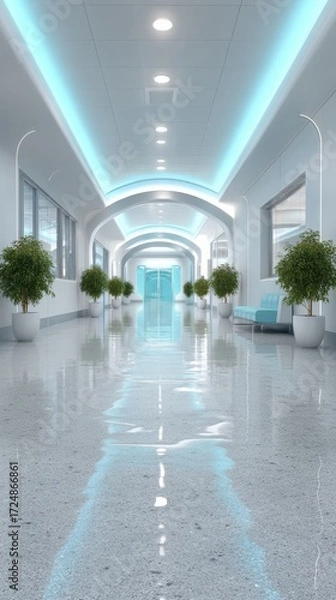 Fototapeta Exploring the Future of Drug Discovery Through a Long Hallway: A Glimpse into Tomorrow's Health Innovations
