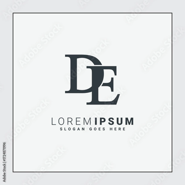 Fototapeta Creative Logo for Initials DE in Monogram Style - Vector Template for Initial Letter D and E