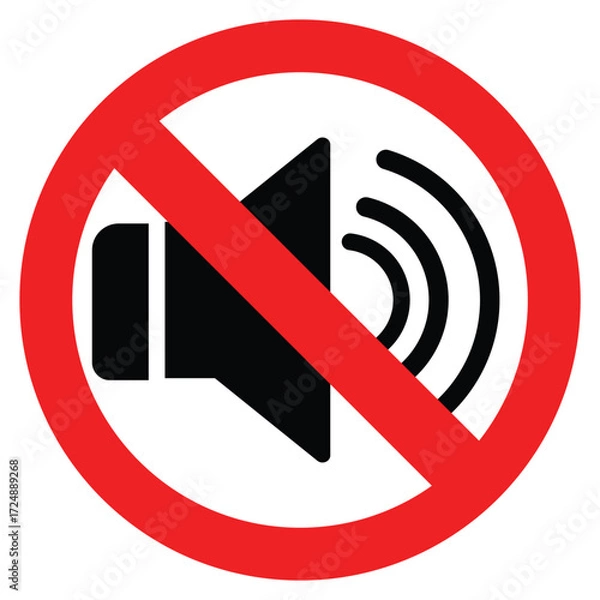 Fototapeta Sound Icon - Sound Off Icon Vector Design Flat Style Symbol, Mute Button Speaker Isolated on white Background, vector