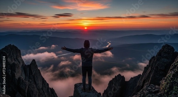 Fototapeta Mountain Peak Solitude: Spiritual Journey & Mental Clarity