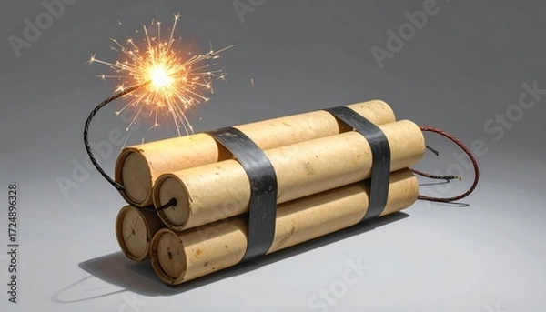 Fototapeta 点火された古いダイナマイト