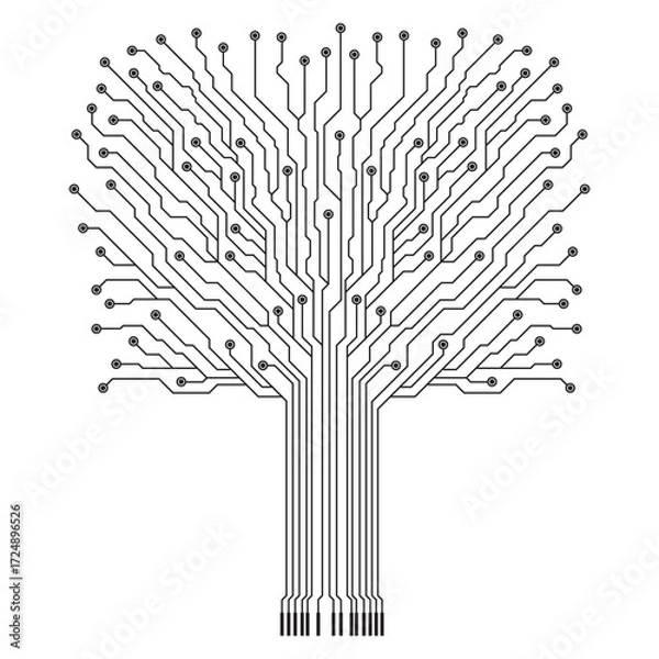 Fototapeta Conceptual illustration of a digital electronic circuit board tree 