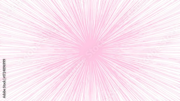 Fototapeta Pink and white sunburst background. Abstract wallpaper with rays. Sunshine hand drawn vector.	
