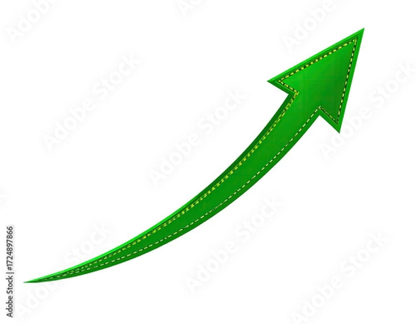 Obraz Green upward curving arrow, stitched design