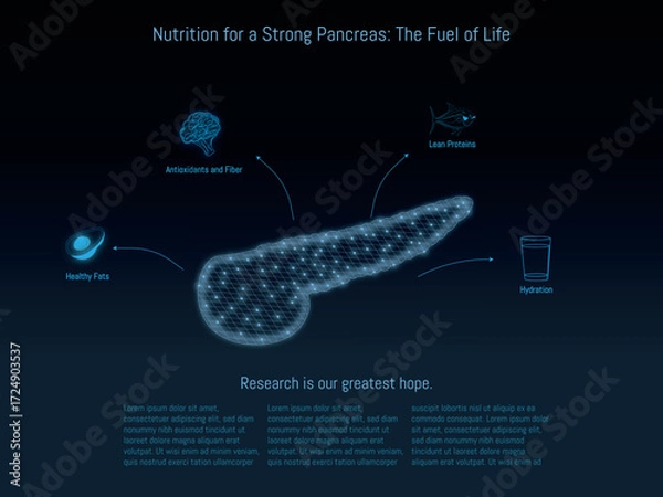 Fototapeta Optimizing pancreas health with balanced nutrition and hydration