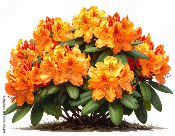Obraz Vibrant orange-yellow azaleas in a lush cluster