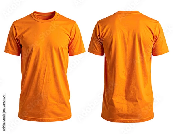 Obraz Front and back view of a bright orange t-shirt (1)