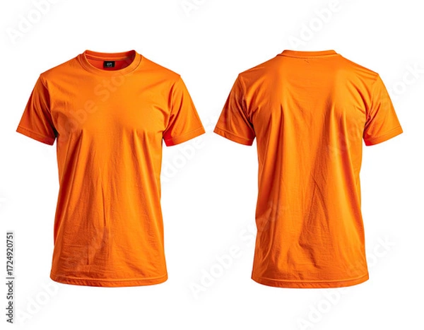 Obraz Front and back view of a vibrant orange t-shirt (3)