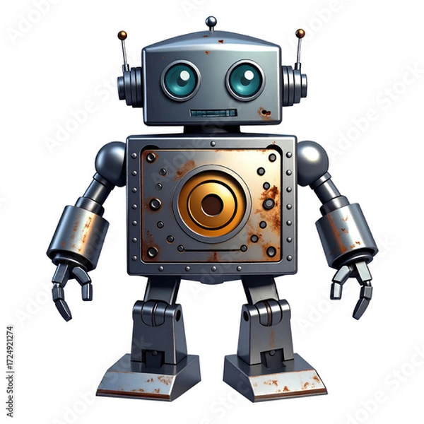 Obraz 古く錆びた鉄製のロボット　アニメのキャラクター　3d　png