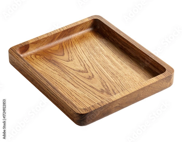 Obraz Square wooden tray with a recessed interior.  The tray is crafted from light brown hardwood with visible wood grain