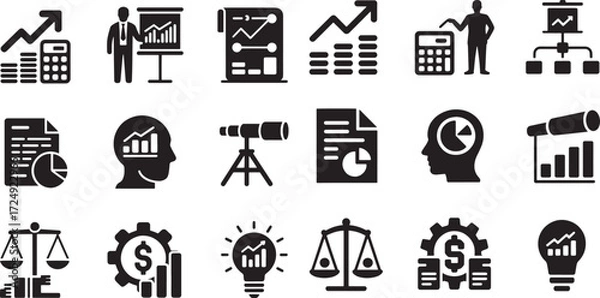 Obraz Business finance growth analysis icons graph chart