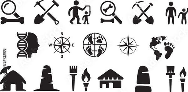 Obraz Collection of archaeological and scientific icons archaeology science
