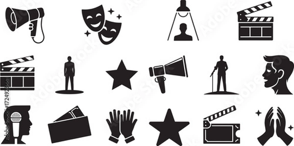 Obraz Collection of entertainment and performance icons theater film