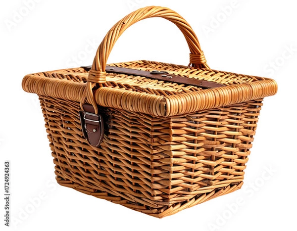 Obraz Square wicker picnic basket with brown handles