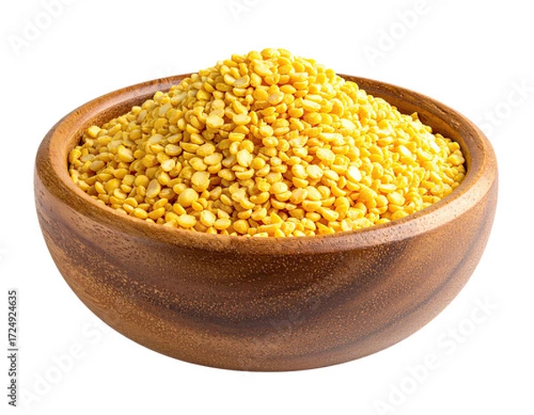 Obraz Pile of yellow split peas in a wooden bowl (2)