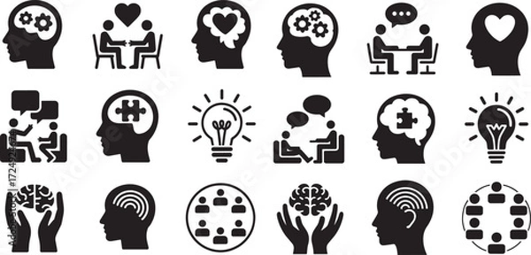 Obraz Human mind and interaction icons head brain