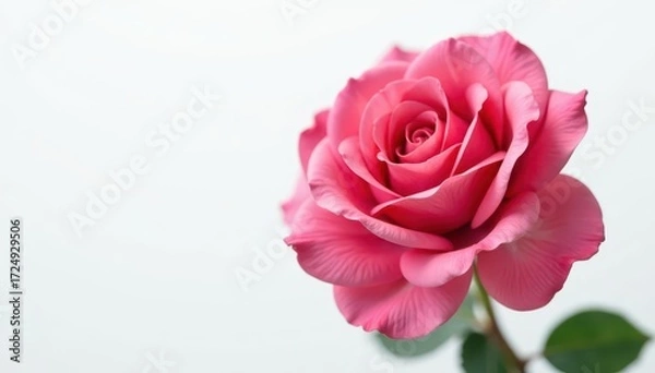 Fototapeta Stunning fresh rose, pure white background, easy cutout, bloom, botanical illustration, design