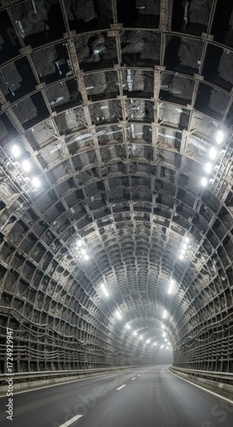 Fototapeta Tunnel Vision - A Journey Through the Illuminated Passage.