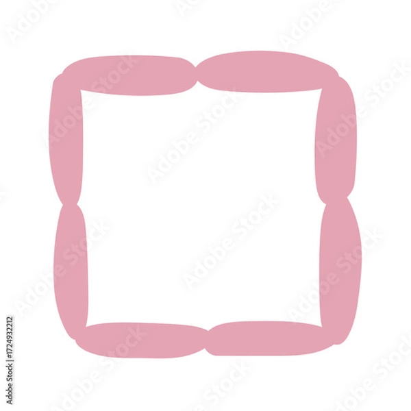 Fototapeta A single hand-drawn square frame with scalloped wavy edges. Bold orange decorative border in doodle style. Ideal for scrapbooking, invitations, greeting cards, photo albums, and creative designs.