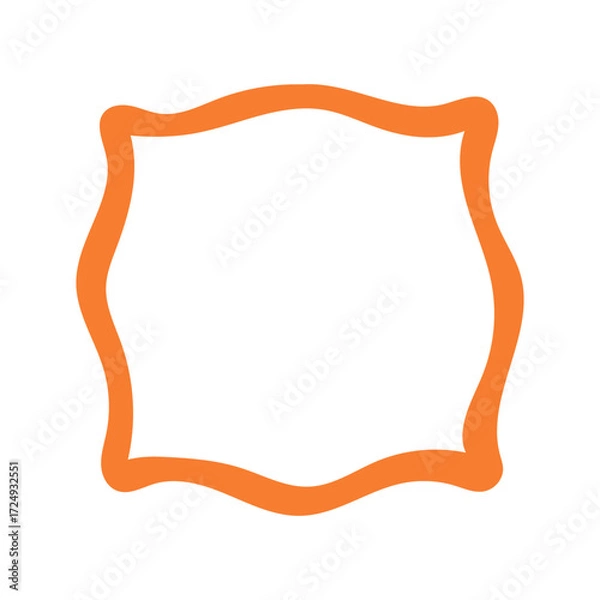 Fototapeta A single hand-drawn square frame with scalloped wavy edges. Bold orange decorative border in doodle style. Ideal for scrapbooking, invitations, greeting cards, photo albums, and creative designs.