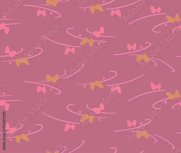 Fototapeta Japanese Butterfly Curl Line Vector Seamless Pattern