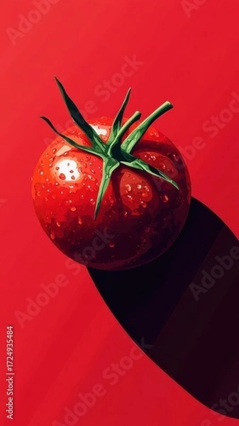 Fototapeta A minimalist flat design tomato ketchup with simple shapes and a modern aesthetic.