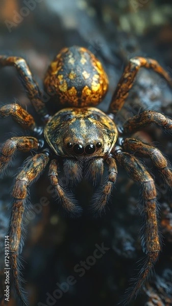 Fototapeta A spider with a detailed textured pattern, highlighting its intricate surface and natural features.