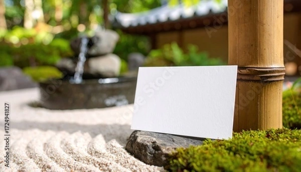 Fototapeta Blank Business Card in a Japanese Zen Garden.