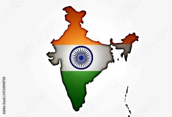 Fototapeta India uniform with national flag on white background