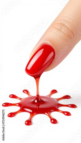 Fototapeta A finger with a red nail.