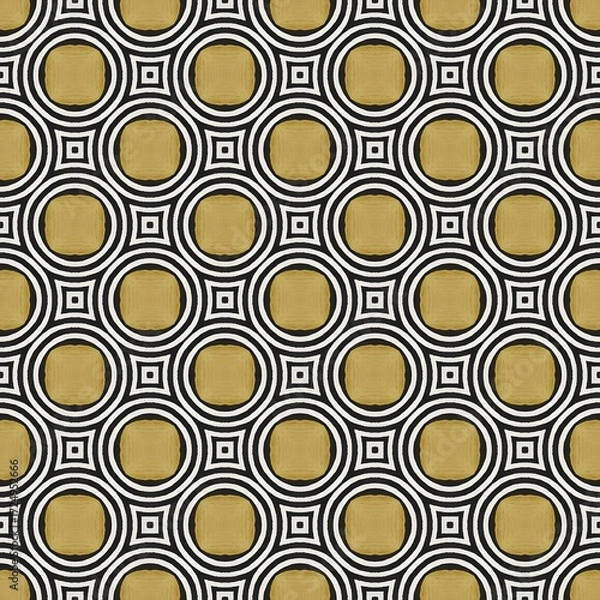 Fototapeta Seamless vintage polka dot texture, abstract geometric retro wallpaper design with metal dots and colorful round shapes