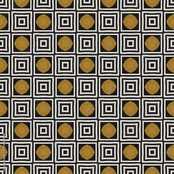 Fototapeta Vintage retro seamless geometric pattern design with colorful squares and circles illustration