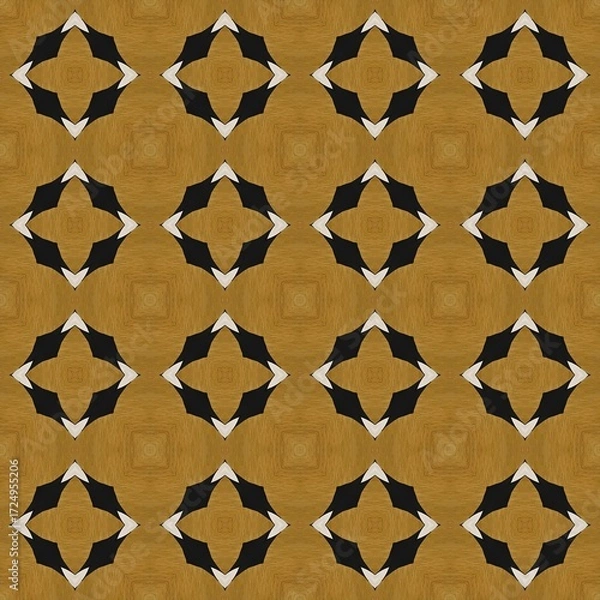 Fototapeta Seamless geometric pattern with stars, a cube, and a triangle shape for wallpaper design
