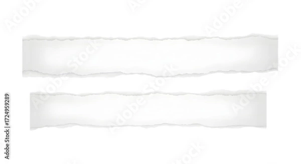 Fototapeta ripped torn white paper strips on black background