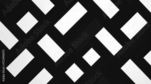 Obraz Modern abstract pattern with bold black and white geometric shapes creating dynamic visual flow