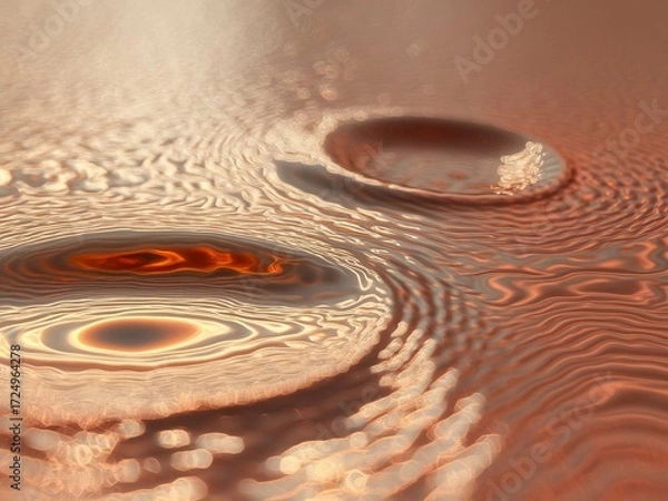 Fototapeta Closeup of water droplets on a textured surface with intricate patterns.