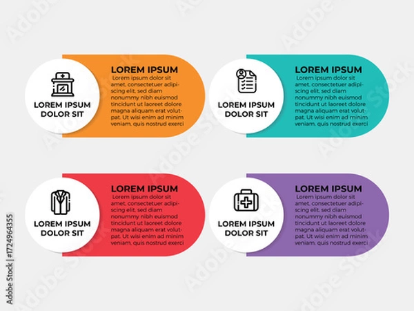 Fototapeta 4 steps Infographic Elements, Vector collection.