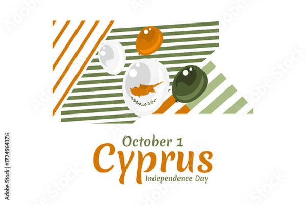 Fototapeta October 1, Independence day of Cyprus vector illustration. Suitable for greeting card, poster and banner.