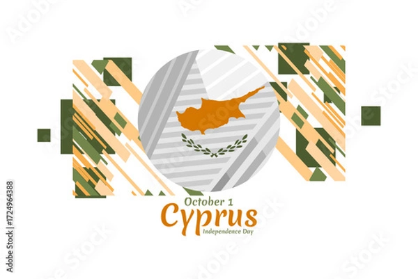 Fototapeta October 1, Independence day of Cyprus vector illustration. Suitable for greeting card, poster and banner.