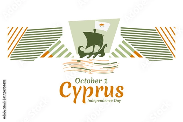 Fototapeta October 1, Independence day of Cyprus vector illustration. Suitable for greeting card, poster and banner.