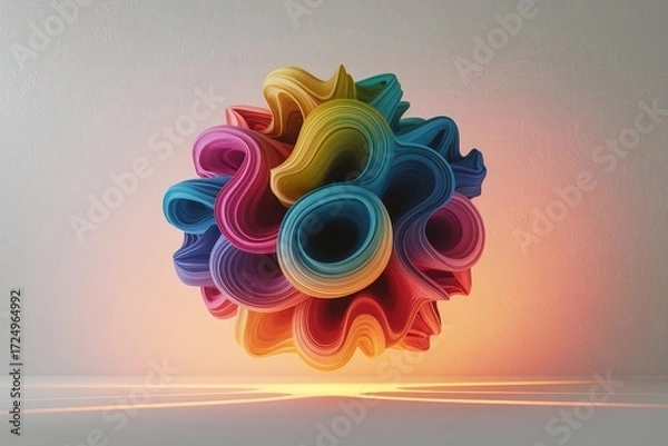 Fototapeta Colorful Abstract 3D Sphere with Vibrant Rainbow Hues and Unique Design.