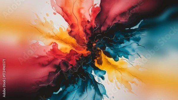 Fototapeta Colorful Abstract Explosion of Paint and Ink in Motion.