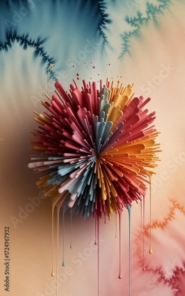 Fototapeta Colorful explosion of abstract art with vibrant hues and textures.