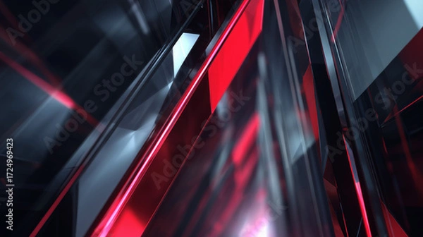 Obraz 近未来的な赤黒ガラス抽象