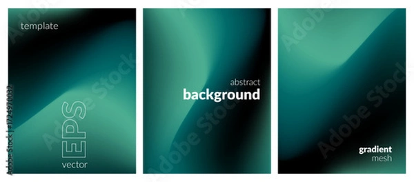 Obraz Abstract liquid background set. Gradient mesh. Effect dark color blend. Blurred fluid colorful mix. Modern design template for web covers, ad banners, posters, brochures, flyers. Vector image EPS